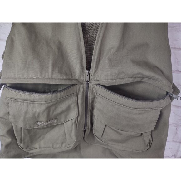 Vtg Columbia Sportswear Fishing Vest Sz Large Green Multi-Pocket Utility Outdoor - Picture 9 of 15
